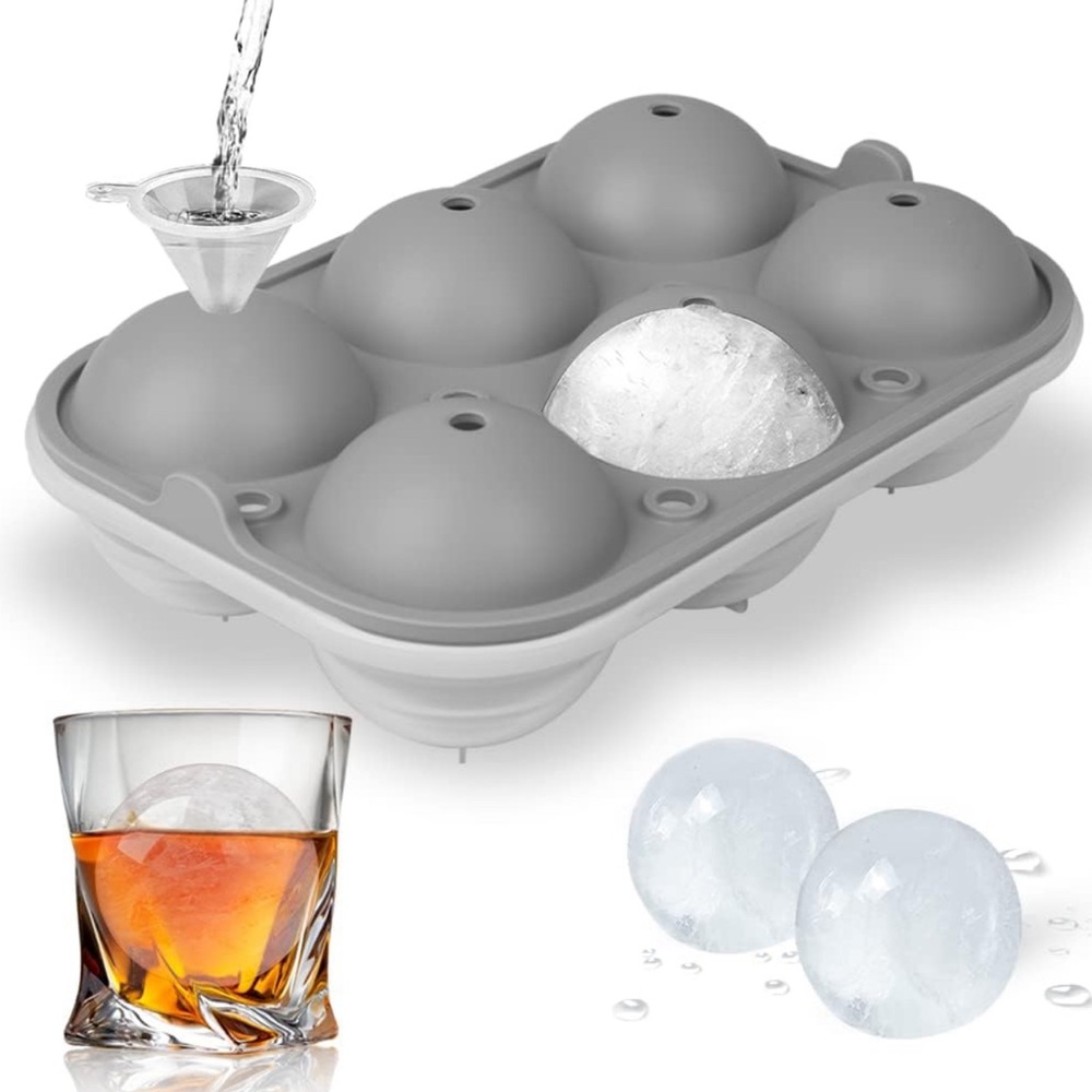 TINANA Reusable 2.5 Inch Ice Cube Tray Silicone Round Ice Sphere